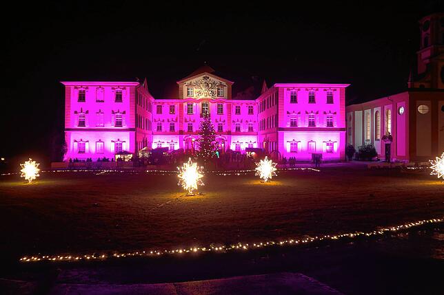 Das illuminierte Schloss bei der Premiere von Christmas Garden im vergangenen Jahr.