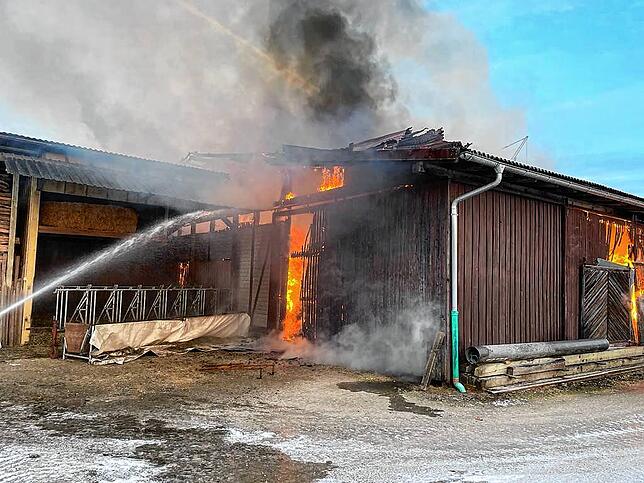 Bild 2: Bilder vom Großbrand eines Ökonomiegebäudes in Orsingen