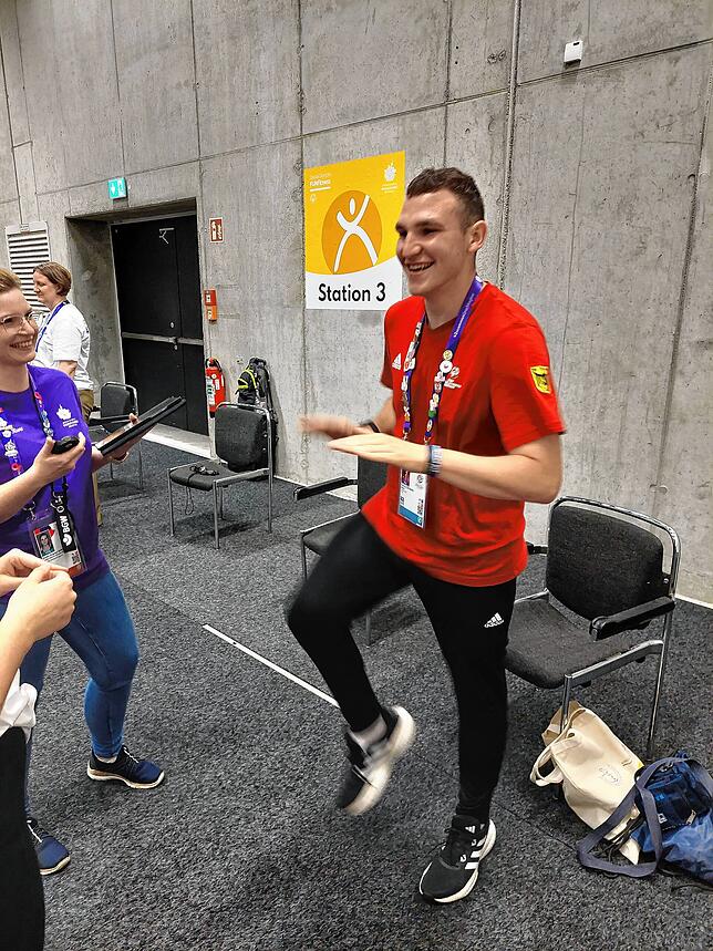 Andreas Cafararo während des Fitnesstests.