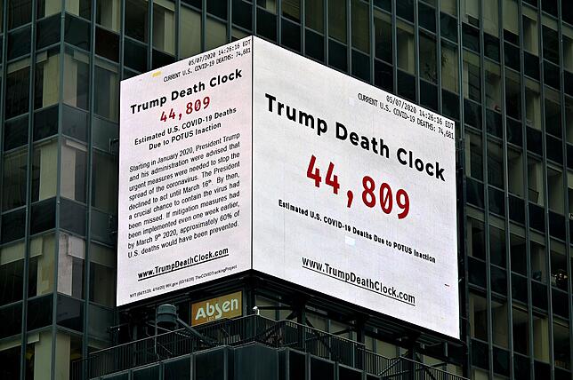 Die „Trump-Todesuhr“ am New Yorker Times Square.
