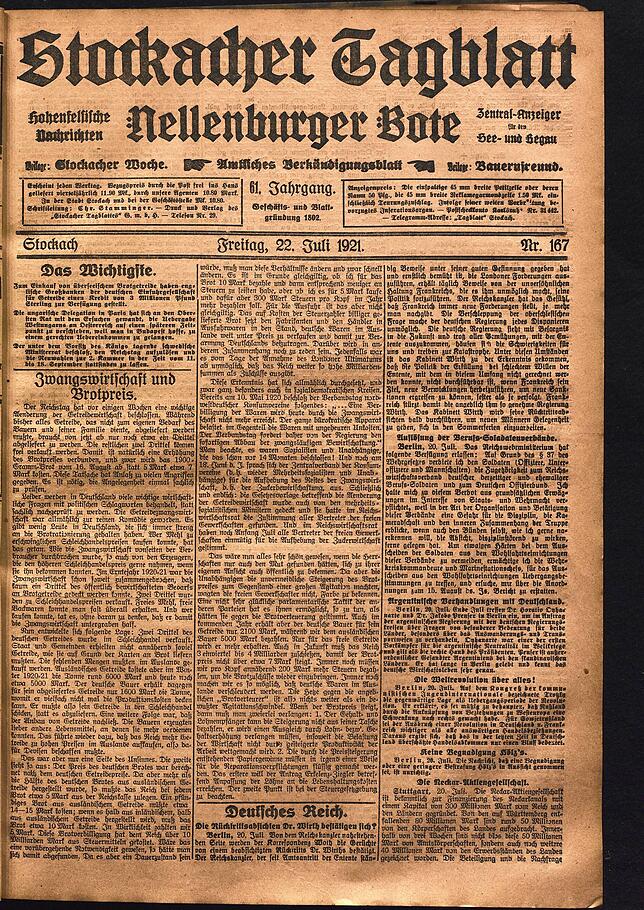 Bild 13: So sahen Zeitungsseiten im Jahr 1921 und den Jahrzehnten davor aus