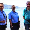 Stefanie Gerstner (links), Jana Huber und Manfred Epple kontrollieren in Sipplingen die Einhaltung der Corona-Verordnungen.