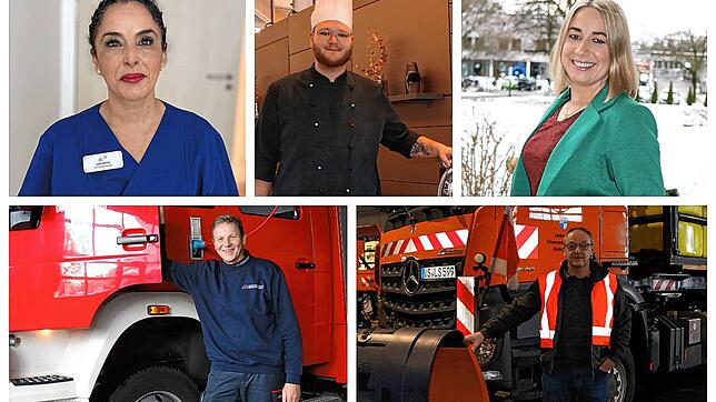 Sie machen an Weihnachten Dienst: Gesundheits- und Krankenpflegerin Laila Meder, Koch Lars Hübner und Altenpflegeheim-Mitarbeiterin ...