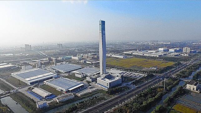 Markante Nadel: Der Testturm für Aufzüge von Kone im chinesischen Kunshan.