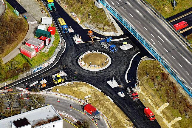 Die Baustelle, kurz vor Wiedereröffnung des Abig-Knotens.