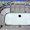 So wird die Helios-Arena im August aussehen. Der Unterrang der Gegengeraden wird zu einer Sitzplatztribüne umgebaut. Im Oberrang ...