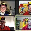 In einer Pressekonferenz via Zoom erläuterten sie ihr Konzept für den 43. Bunten Abend, von links oben und weiter im Uhrzeigersinn: ...