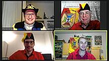 In einer Pressekonferenz via Zoom erläuterten sie ihr Konzept für den 43. Bunten Abend, von links oben und weiter im Uhrzeigersinn: ...