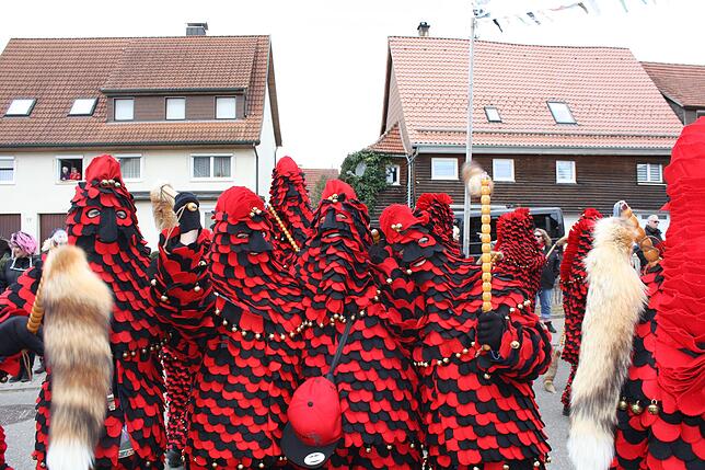 Die rot-schwarzen Gesellen werden in den nächsten Tagen eine tolle Dorffasnet in Hochemmingen gestalten.