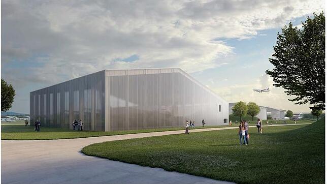 Ein Entwurf der Halle, in der die Landshut künftig in Friedrichshafen ausgestellt werden soll.