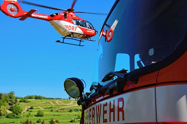 Abflug des Rettungshubschraubers.