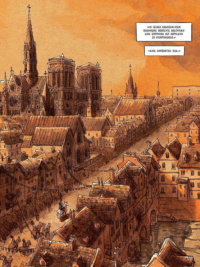 Große Freude am Detail: So könnte Paris um 1800 ausgesehen haben. Beethoven wollte eine Sinfonie dem General Napoleon widmen.