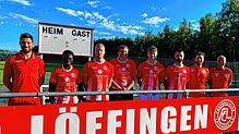 Die Neuzugänge und Trainer beim FC Löffingen: (von links) Benjamin Gaudig (Vorsitzender), Sarja Nabaan, Adolf Scherer, Tim Wider, Erik ...