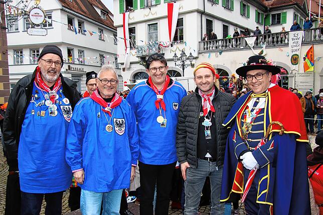 Thomas Kugler, Lothar Riebsamen, Ralph Gerster, Volker Mayer-Lay und  Andreas Narr auf der Promi-Bühne.