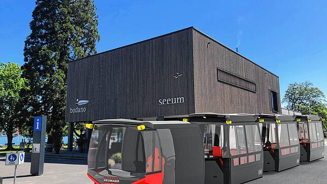 Diese Visualisierung zeigt, wie es ab dem Frühling 2023 aussehen könnte, wenn der Bus Bolu-Train vor dem Seeum in Bodman steht.