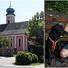 Anette Sperling (50) lebt gerne in Dogern. Links die Pfarrkirche St. Clemens.