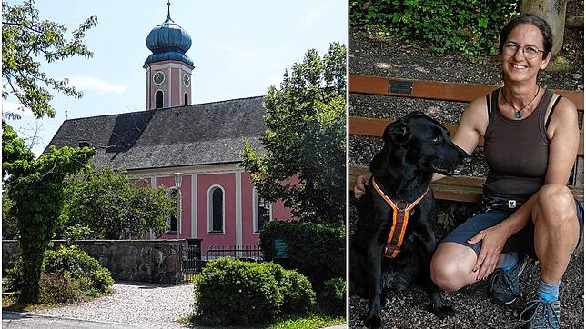 Anette Sperling (50) lebt gerne in Dogern. Links die Pfarrkirche St. Clemens.