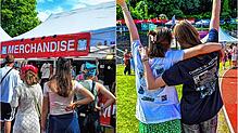 Für Miriam und Katja (rechtes Bild) ist es das erste Festival, als Erinnerung gibt es das offizielle Shirt vom gut besuchten ...