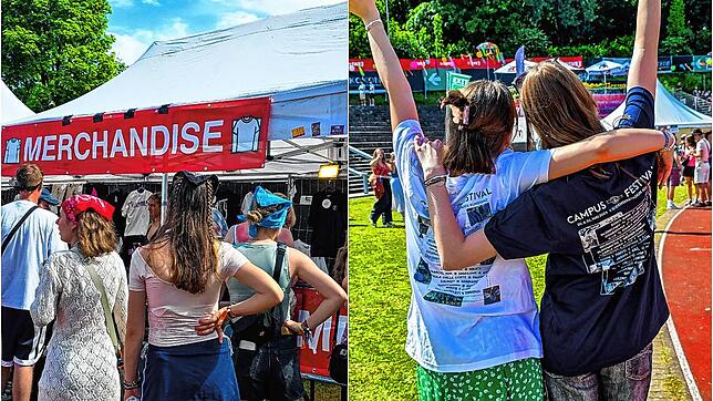 Für Miriam und Katja (rechtes Bild) ist es das erste Festival, als Erinnerung gibt es das offizielle Shirt vom gut besuchten ...