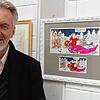Malermeister Thomas Lindenthal zeigt in der VHS seine humorvollen Weihnachtscomics.