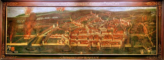 Die überstandene Belagerung Überlingens durch General Horn im Jahr 1634 in einer Darstellung im Städtischen Museum.