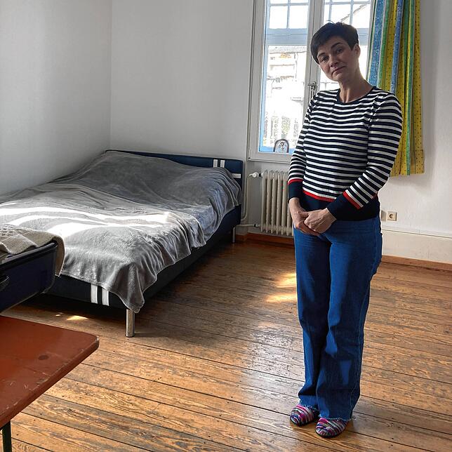 Mutter Maria Mekh in ihrem Zimmer. Sie kam mit ihren Töchtern nach Litzelstetten.