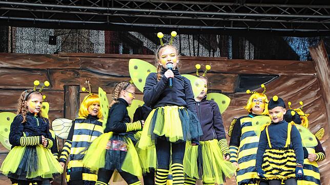 Der Auftritt der Biene Maja (Trachtenverein Bonndorf) beim Bühnenspiel.