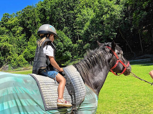Beim Ponyreiten gibt es gerne mal eine etwas längere Warteschlange. Für drei Euro darf eine Runde auf dem Ponyrücken gedreht werden.