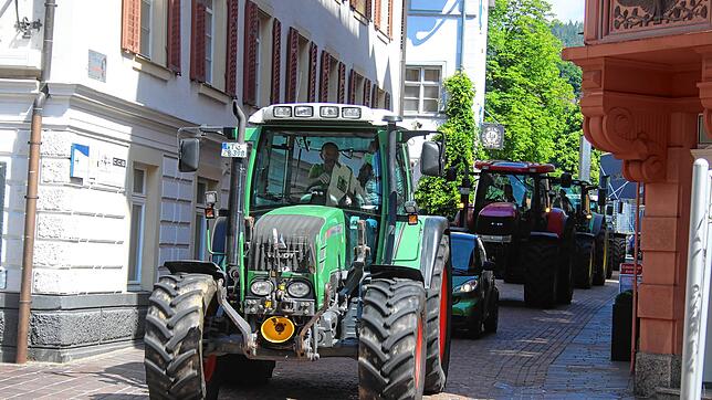 Hupend fuhren protestierende Landwirte mit ihren Traktoren am 28. Mai durch Waldshut.