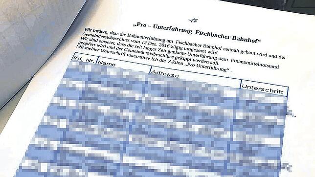 Rund 500 Fischbacher haben bereits für die Bahnunterführung unterschrieben.