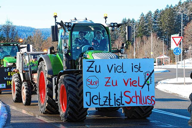 Bild 35: Bauern protestieren gegen Sparpläne: Bilder vom Traktorkorso zur Brauerei Rothaus