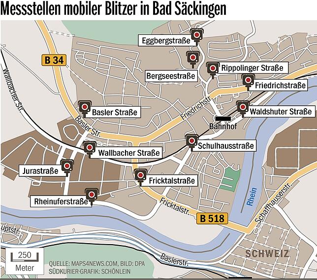Bild 1: Autofahrer aufgepasst: Wo es in Bad Säckingen besonders häufig blitzt