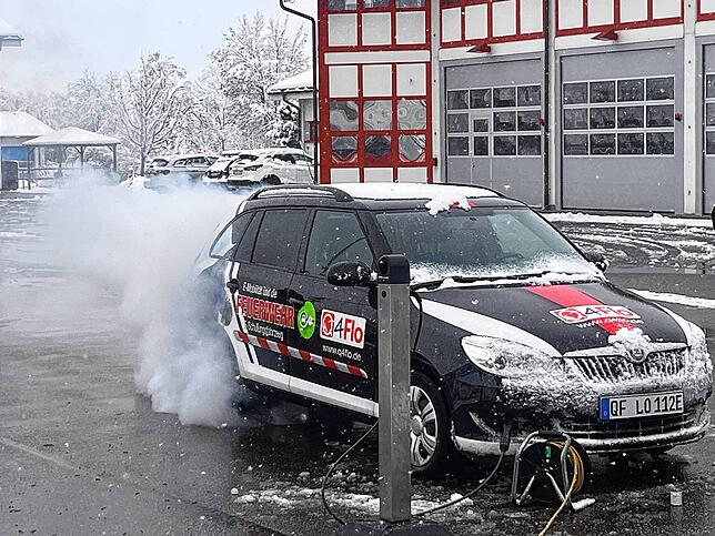 Das Übungsfahrzeug von Q4Flo im Einsatz