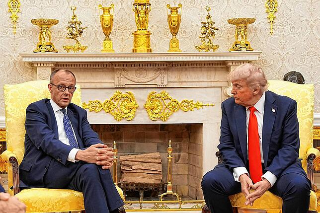 US-Präsident Donald Trump (r) empfängt Bundeskanzler Friedrich Merz Anfang Juni im Oval Office im Weißen Haus.