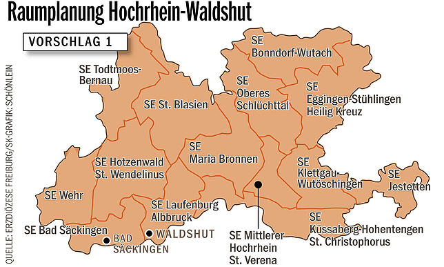 Bild 1: Pastoral 2030: Wie könnte die Struktur der katholischen Kirche am Hochrhein künftig aussehen? Einblick in die Überlegungen der Erzdiözese.