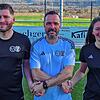 Zuversichtlich: Sportchef Frank Christl (links) freut sich mit dem bewährten Trainer Michael Wasmer und der neuen Co-Trainerin Isabelle ...