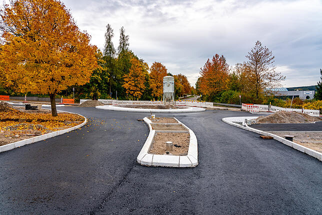 Besichtigung der Baustelle Kreisverkehr Nord in Kirchdorf.