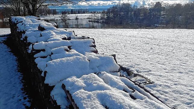 Selbst in tieferen Lagen, wie hier am Sunthauser See bei Bad Dürrheim, hat es geschneit. Hier dürfte bis zum Wochenende noch einiges ...