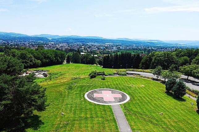 Blick vom Kreiskrankenhaus über die Stadt.