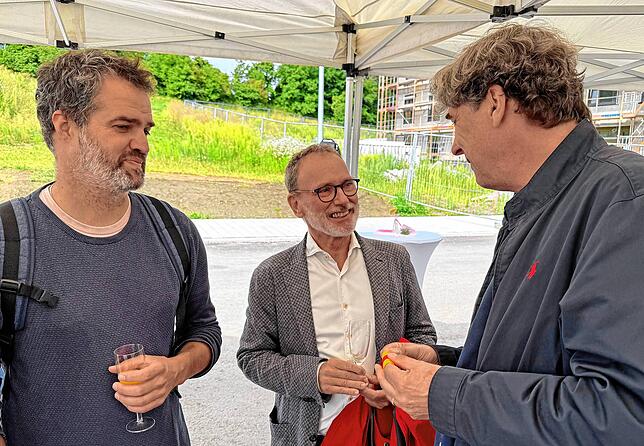 Experten unter sich: Projektleiter Philipp Padur von der Planstatt Senner, Gemeinderat Herbert Dreiseitl und Baubürgermeister Thomas ...