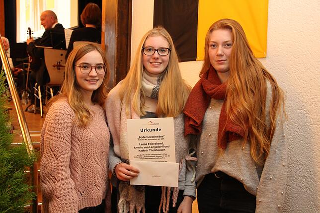 Mädchenteam "Bodenseeschwäne" mit Leona Feierabend, Amelie von Langsdorff und Kathrin Thenhausen.
