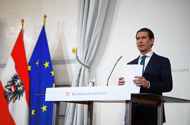 09.10.2021, Österreich, Wien: Sebastian Kurz (ÖVP), Bundeskanzler von Österreich, spricht bei einem Statement zur Regierungskrise im ...