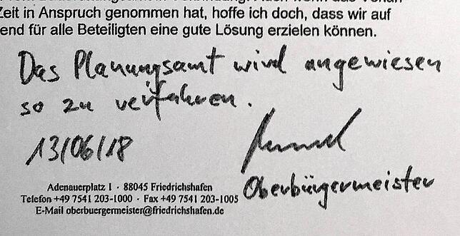 Kein Zweifel: OB Brand hat das Planungsamt angewiesen, eine baurechtlich „positive Beurteilung“ auszustellen. Auf der ...