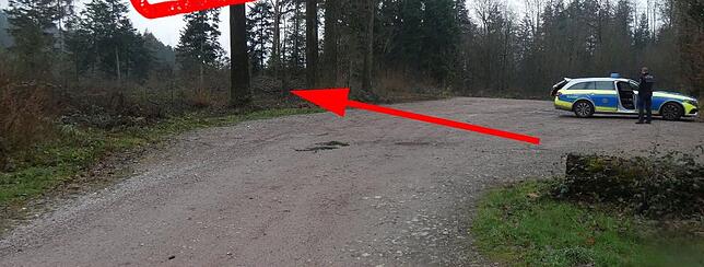 Auf dem Foto, das uns die Polizei zur Verfügung gestellt hat, ist der Fundort des Schädels einzeichnet. Bild: Polizei