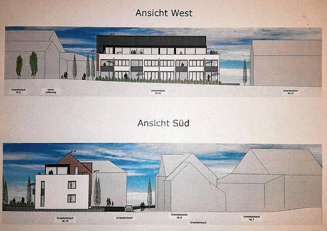 Die Ansichten des Zahnfamilienhauses aus Westen und Süden.