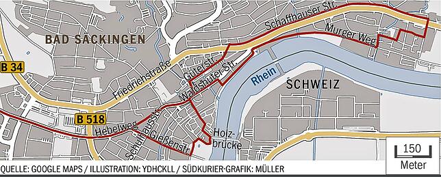 Unsere Teststrecke durch Bad Säckingen