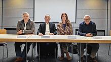 Von links: Achim Zinser, stellvertretender Betriebsratsvorsitzender; Thomas Bittelmeyer, Betriebsratsvorsitzender, Thelse Godewerth, ...