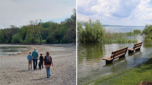 Pegel hoch wie rechts in Kreuzlingen im Sommer 2024, Pegel tief wie links in Konstanz an Ostern 2025 — aber wie stand der Bodensee an ...