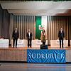 Moderatoren und Kandidaten vor der Podiumsdiskussion (v.l.) Andreas Gerber (Redaktionsleiter SÜDKURIER), Kandidat Manfred Krüger, ...