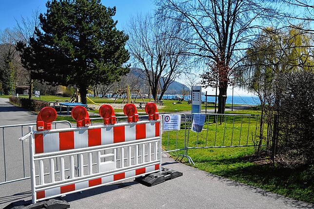 Hier war am Uferpark in Ludwigshafen gesperrt.